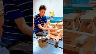 Watch Carpenter Slice Solid Wood Stool Legs with Precision Saw &ndash; Satisfying Woodworking in Action!