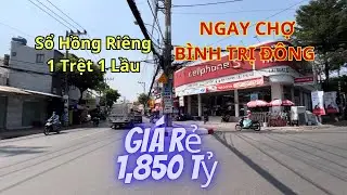 Quận Bình Tân. Giá rẻ 1,85 tỷ Sổ hồng riêng Nhà 1 trệt 1 lầu gần ngay Chợ Bình Trị Đông