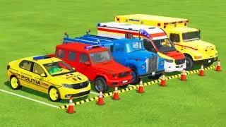 TRANSPORTING POLICE CARS, FIRE DEPARTMENT, AMBULANCE VEHICLES WITH MAN TRUCKS ! Farming Simulator 22