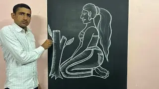 Learn to draw a girl sitting in Vajrasan ||🤫🙄 #girldrawing #girlsketch #easydrawing 