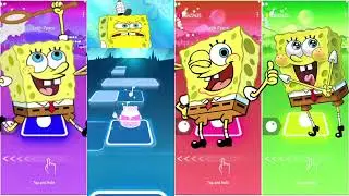 TILES HOP  Spongebob VS Squidward VS Mr Krabs VS Sandy Cheeks - Tiles Hop EDM Rush