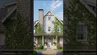 Stunning White Farmhouse with Stone Chimney Design