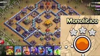 CLASH OF CLANS #1044 MODO CAMPANHA BASE 86: MONOL&Iacute;TICO, TR&Ecirc;S ESTRELAS!!