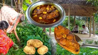 নতুন আলু দিয়ে 3.3 কেজী ওজনের সিলভার মাছ রান্না | Bengali Fish Curry |