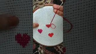 Heart ❤️ cross stitch thread work embroidery design 🧵#embroidery #heart #shorts #youtubeshorts