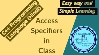 Access Specifiers in class-C++ Programming Language(Hindi)
