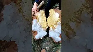 discovery of chunks of quartz mixed with gold #gemstones #crystals #diamond #jade #gold #agate