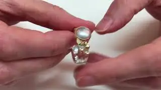 Silver, Gold and Pink Pearl Ring by Leigh Fotheringham Jewellery