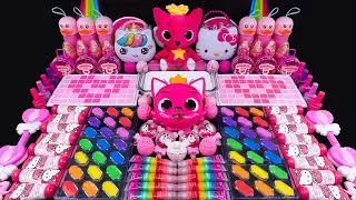 Random ASMR Slime Mixing 🌈 Rainbow Pinkfong vs Glitter Slime | Random Makeup Mixing