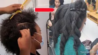 Long natural hair twist out Protective styling live