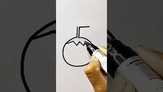 How to draw a Tomato 🍅 with 5 number. step by step for beginners #shorts #art #cartoon