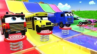 Hickory Dickory DockSong  - Cartoon Cars Pass Through Magic Pool - Baby Nursery Rhymes & Kids Songs!
