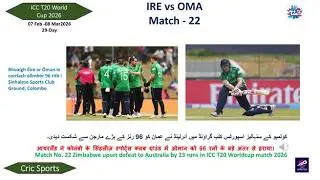 Ireland v Oman | Match Highlights| T20WC 2026 | IRE vs OMA | ICC T20WC 2026| Match No 22| OMA vs IRE
