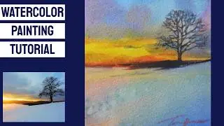 WATERCOLOR TUTORIAL - How to Paint Winter Landscape #loose  #sketch #dailyart