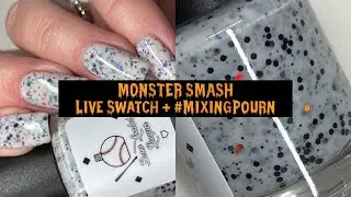 Bases Loaded Lacquer | Monster Smash Live Swatch + #MixingPourn | Halloween Glitter Crelly Polish