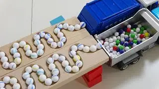 Marble Run Race ☆ Epic Truck Battles on HABA Slope | Compilation