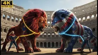 ⚔ legendary Captain Marvel Lion 🆚  Captain america Lion Ultimate Arena Animal Battle | Full Showdown