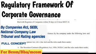 Regulatory Framework Of Corporate Governance | Corporate Governance | Hindi