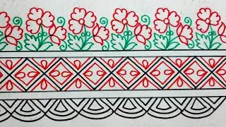 Flower Drawings Embroidery Saree Border