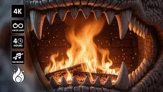 Fantasy Dragon Fireplace 🔥Fire Inside a Dragon&rsquo;s Mouth | Cozy Magical Ambience | 4K