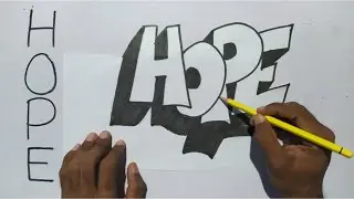 How to draw Hope in 3D 2021 | Line illusion drawing |  Easy 3D drawing on  Graph paper
