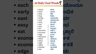 Daily Use English Words | Learn Spoken English With Kannada | English Kannada