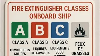 Onboard a #ship, #fire#extinguishers are classified according to the type of #fire