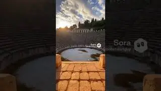 Ancient Greece Outdoor Amphitheater Abandoned Places AI Video