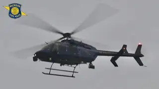 Michigan State Police Helicopter On Patrol In Ann Arbor, Michigan