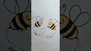 Aesthetic thumbprint bee art 🐝&hearts;️ #shorts