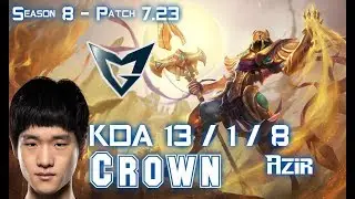 SSG Crown AZIR vs SYNDRA Mid - Patch 7.23 KR Ranked