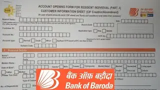 Bank Of Baroda Account Opening Form Fill Up 2026 ?