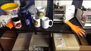 Printing Flat Earth Mugs with the Oki 8432 and a dyed Karate Kid Mug