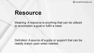 Resource Meaning