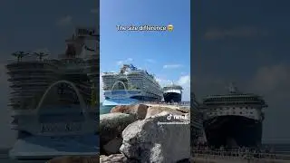 Ships: Size Comparison: Icon of the Seas vs  common size cruise ship parked adjacent