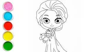 Drawing Elsa Frozen with Snowman ❄️☃️🎨✨ Easy Kids Art 🌈😍 #drawing #kids