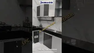 SPC Modular Kitchen,Dark Grey and Light Grey SPC Modular Kitchen Design,Jomson SPC Kitchen Colors