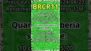 QUANTO RENDE OS DIVIDENDOS NAS COTAS DO #BTGPactualCorporateOffice #BRCR11 #Shorts #FeedShorts