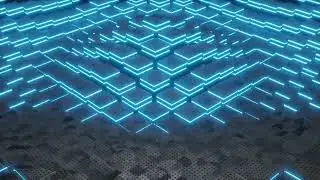 Blue Neon Grid Tiles Moving | 4K Relaxing Screensaver