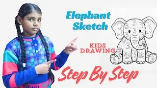 Easy Elephant Drawing | kids Drawing | Elephant  Sketch Simple Steps | Aadya Pencil Art