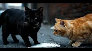 Black, Orange and Fish #cat #cutecat #catvideos #kitty #blackcat #orangecat #blackcats #orangecats