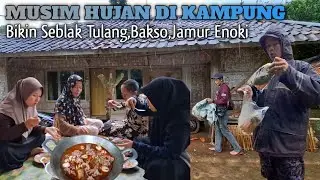Bikin Seblak Tulang,Bakso,Jamur Enoki Di Musim Hujan #pedesaan #kampung #alampedesaan #bikinseblak