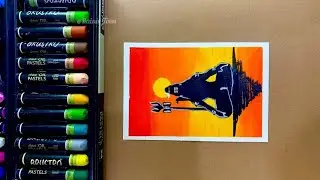 🔱 Powerful Lord SHIVA Painting | Easy Oil Pastel | #drawingtutorial #art #artshorts #easytutorial