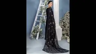 lawn cotton front heavy embroidered Maxi with chiffon embroidered dopatta ! ready to wear dress !