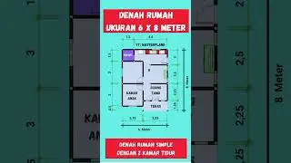 Denah Rumah 6x8 Meter - 2 Kamar Tidur & 1 Kamar Mandi | Desain Minimalis Nyaman