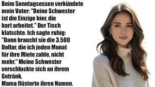 „Beim Sonntagsessen lobte mein Vater nur meine Schwester – doch dann platzte mir der Kragen…“