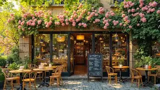 Charming European Spring Street Cafe 🌸 Gentle Jazz Music for Studying, Working & Focus