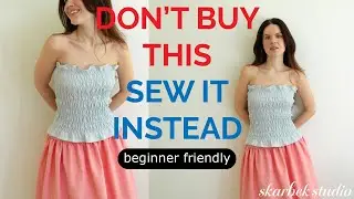 Don't Buy this $200 Shirred Top - Sew It for $4 Instead 🪡 beginner friendly summer sewing tutorial
