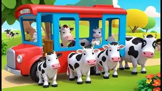 Three Little Cows Ride the Bus 🐄🚌 | 3D Animated Nursery Rhyme for Kids