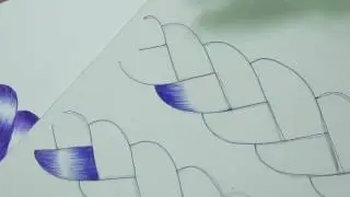 How to draw braided hair with blue pen